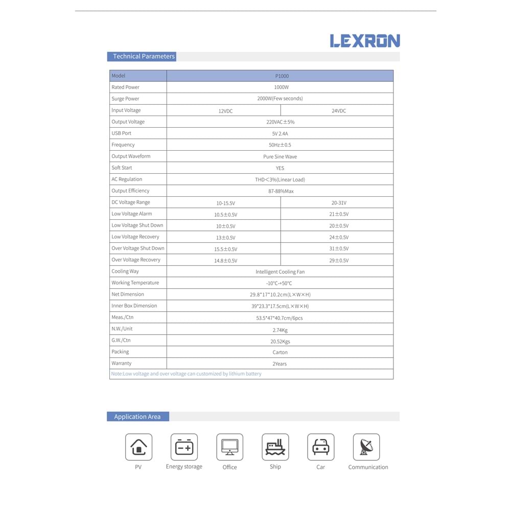 Lexron 1000W 24V Tam Sinüs Inverter