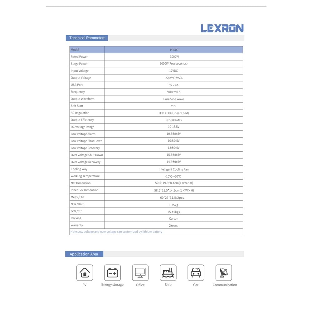 Lexron 3kW 12V Tam Sinüs Inverter
