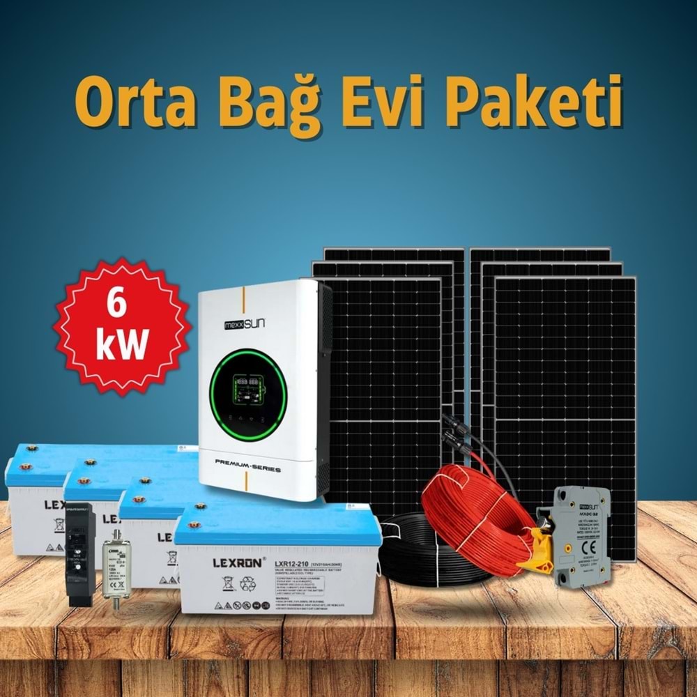 Orta Bağ Evi Paketi 6 kW (Jel Akülü)