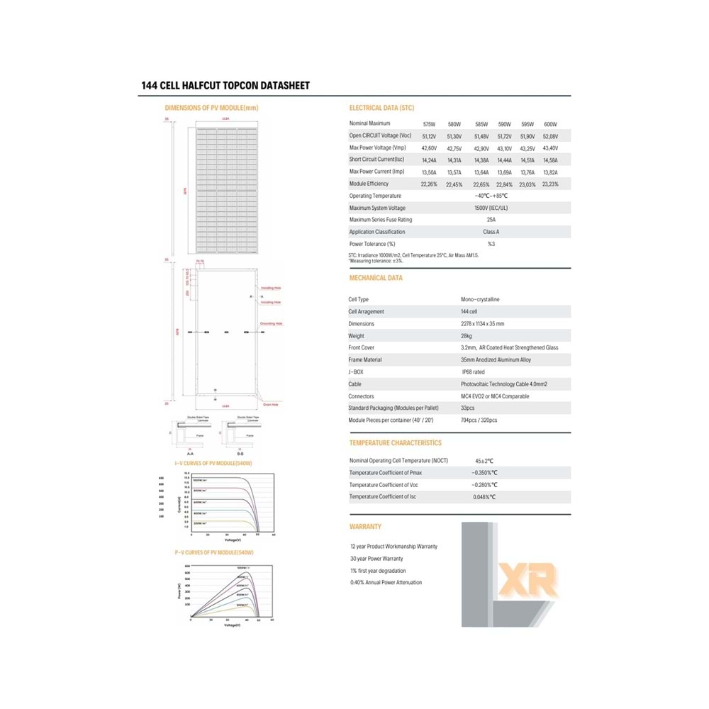 Lexron LXR-HC-600T 600W Topcon Güneş Paneli