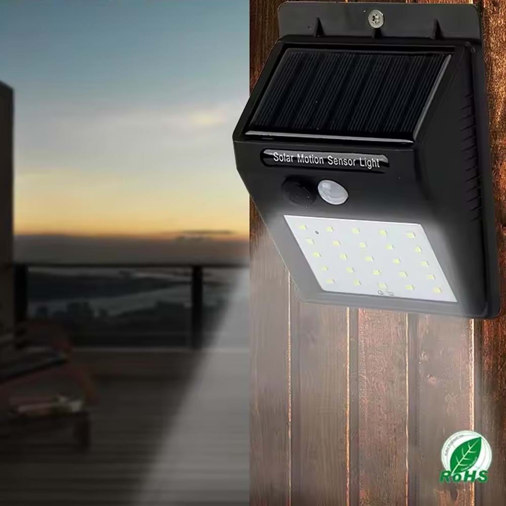 Solar Sensor Lıght / Powermaster Pm-4528 Solar Sensörlü Duvar Tipi 20 Ledli Duvar Aplik
