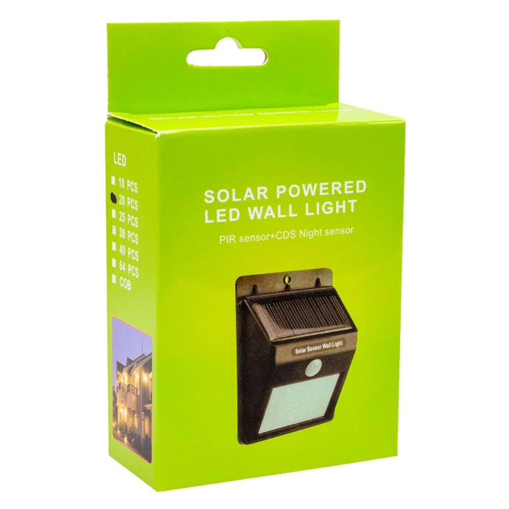 Powermaster Solar Sensörlü Duvar Tipi 20 Ledli Duvar Aplik (PM-4528)