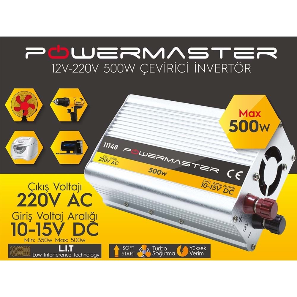 Powermaster 500W 12V Modifiye Sinüs Inverter (PM-11148)