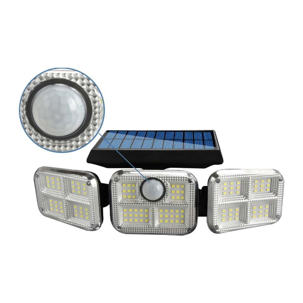 Uv Led Lıght / Powermaster Fl-1727 Sensörlü 3 Kademeli 120 Ledli Solar Lamba