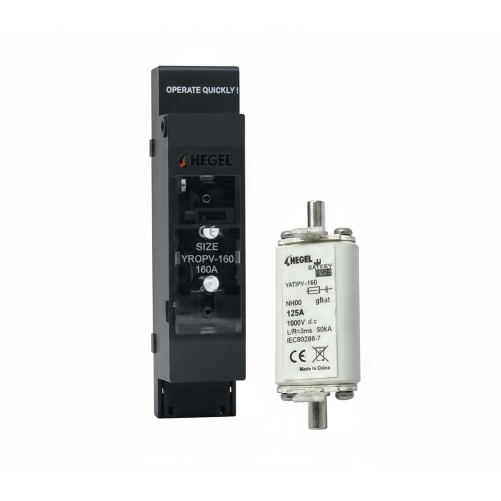 Hegel 1000V DC Bıçaklı Sigorta 125A ve Yuvası Seti