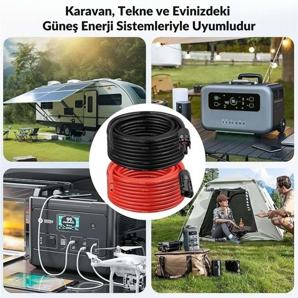 Solar Kablo Seti (6mm² - MC4 ve Yüksük Montajlı) 5+5 Metre