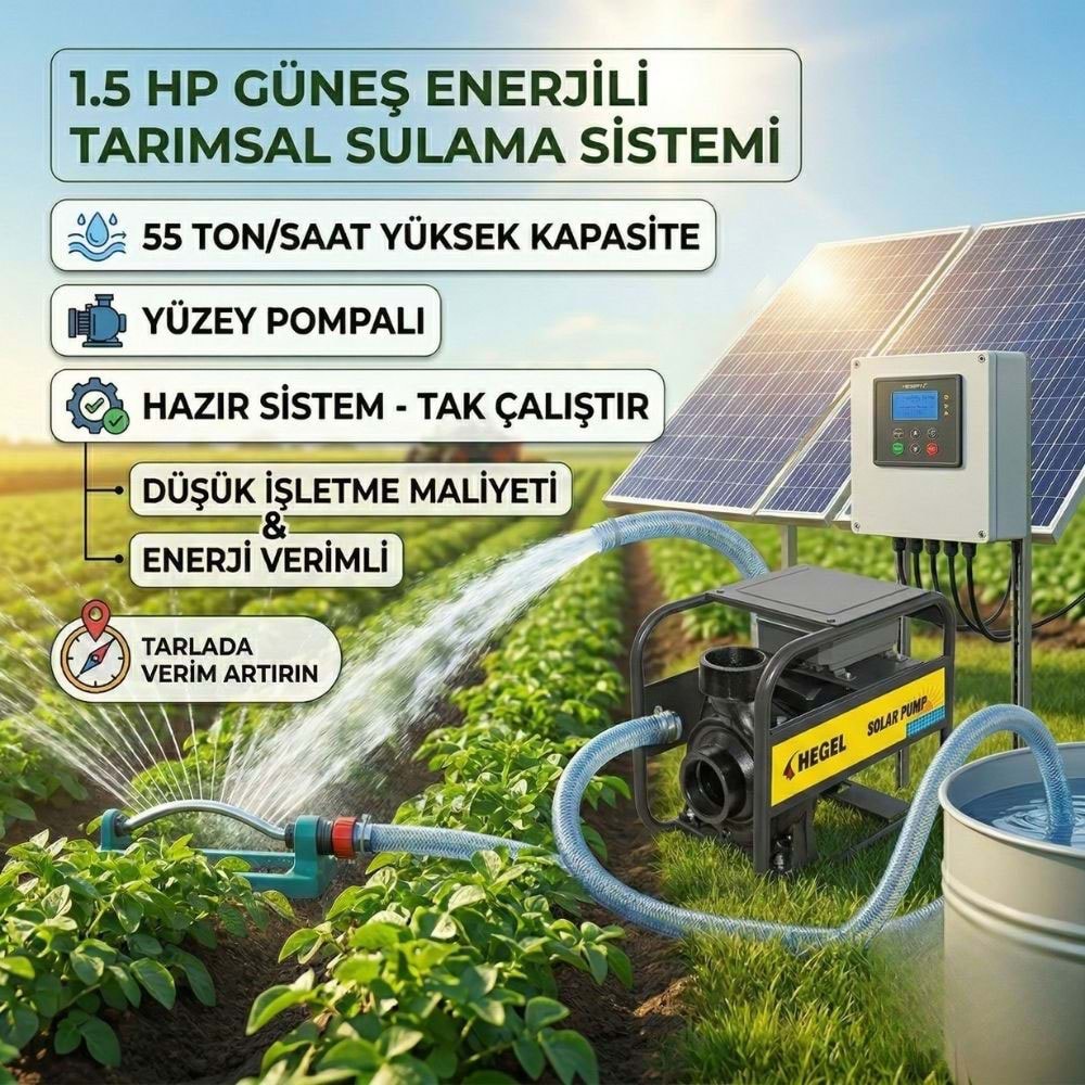1.5 HP 1500W Yüzey Pompalı Sulama Sistemi 55 Ton/Saat
