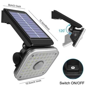 7304 - POWERMASTER LF-1750B 48 SMD LEDLİ 3 MODLU SENSÖRLÜ SOLAR İNDİKSİYON DUVAR LAMBASı
