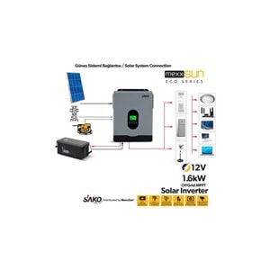 E-SUN 1.6kW / 12V Tam Sinüs Akıllı Voc 30-400 VDC SAKO