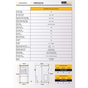 Mexxsun 5,5Hp (4 kW) Solar Pompa Sürücüsü (3x220)