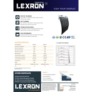 Lexron 16BB Black Series 140W Topcon Esnek Güneş Paneli