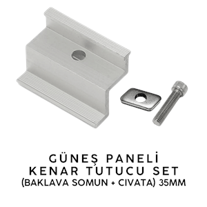 Güneş Paneli Kenar Tutucu Set (Baklava Somun + Cıvata) 35mm
