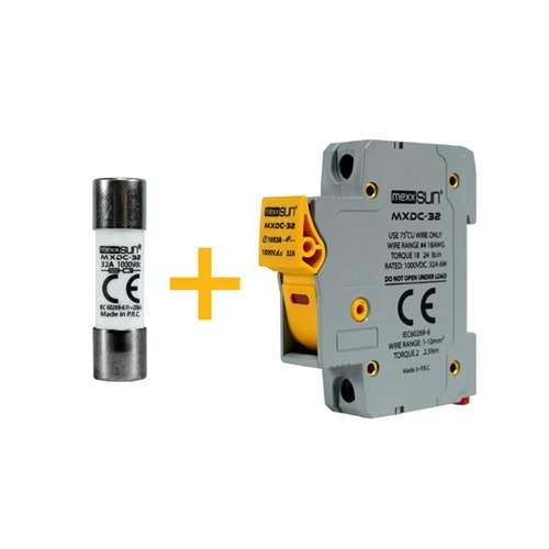 Mexxsun 32A 1000V DC Sigorta + Sigorta Yuvası