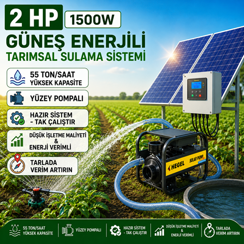 2 HP 1500W Yüzey Pompalı Sulama Sistemi 55 Ton/Saat