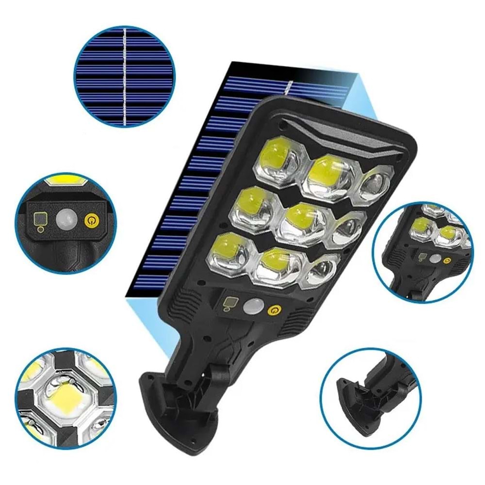5v Solar Garden Lıght - Powermaster Hs-8037b Solar 9 Cob Ledli Hareket Sensörlü Sokak Lambası