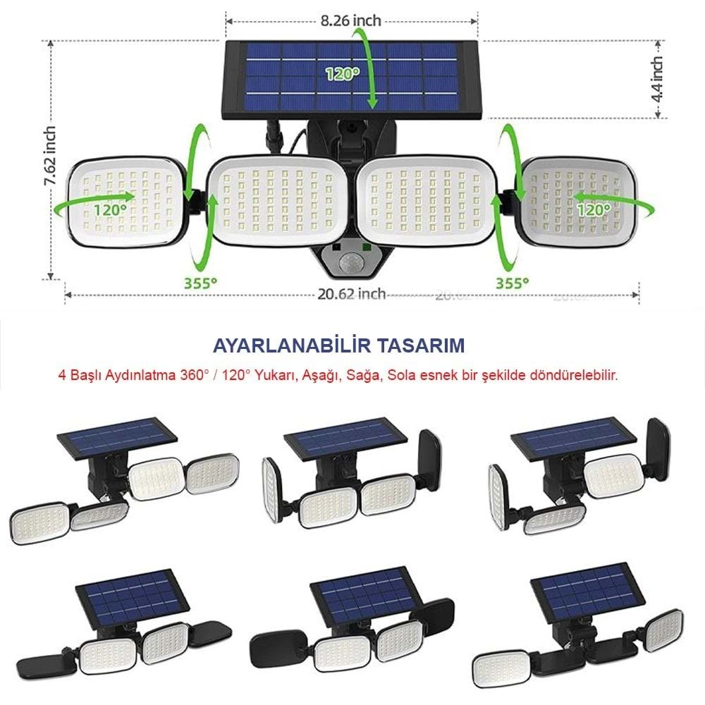 Powermaster 6 Volt 3 Watt Solar Panelli Hareket Sensörlü Ledli Lamba