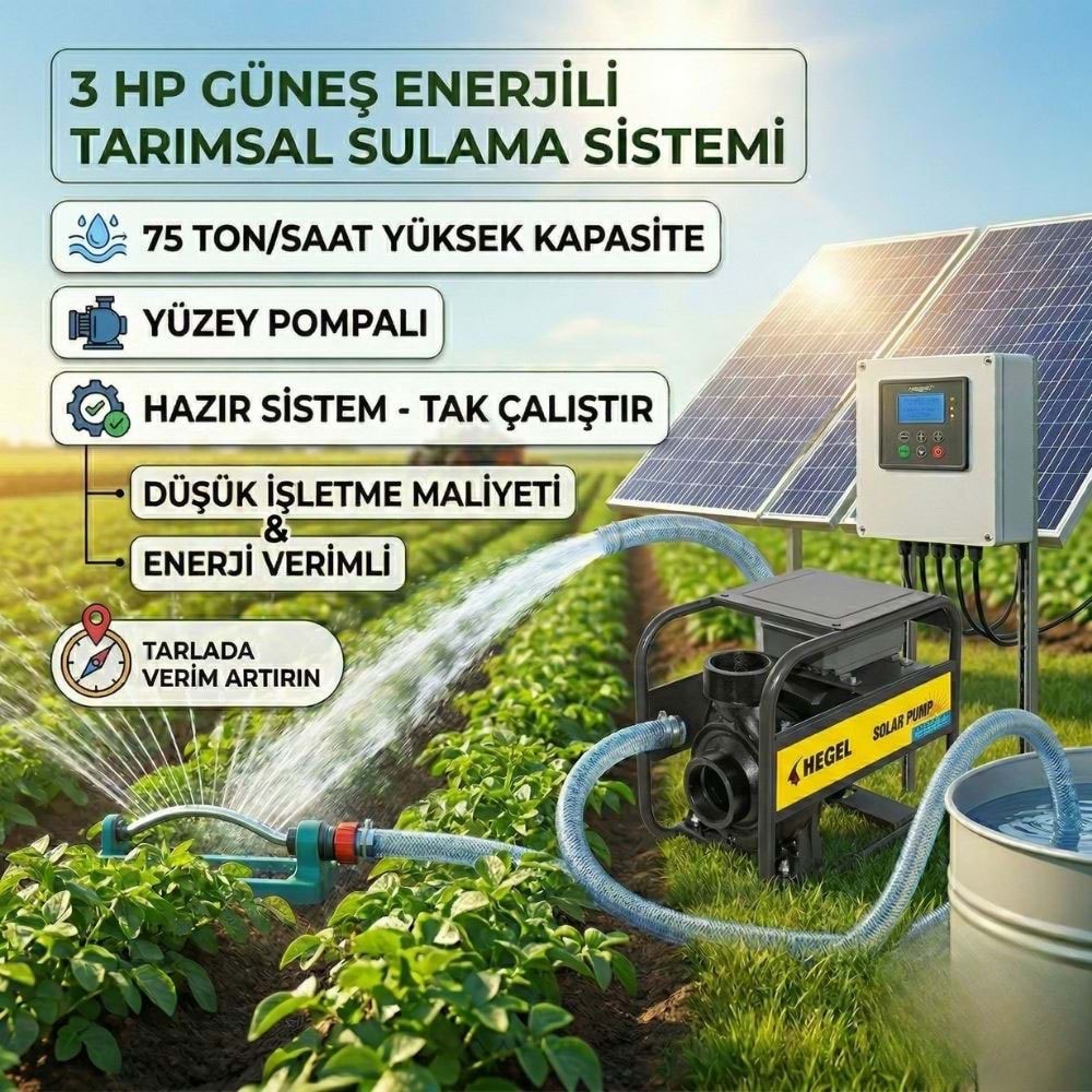 3 HP 2200W Yüzey Pompalı Sulama Sistemi 75 Ton/Saat